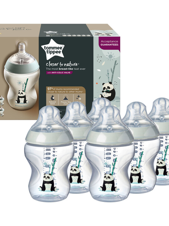 Tommee Tippee Closer to Nature Feeding Bottle, 260ml x 6 - Girl image number 1